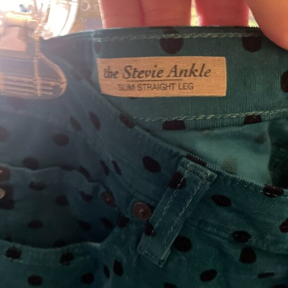 EUC: AG The Stevie Anke Slim Straight Leg Polka Dot Corduroy Pant- Size 30 - Picture 3 of 4